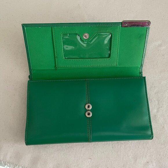 Kenneth Cole Reaction Foldover Flap Wallet Genuine Leather Green - Picture 8 of 8